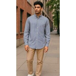 Ralph Lauren‎ Shirt Men's Size XXL Blue/White Gingham Check Cotton Long Sleeve